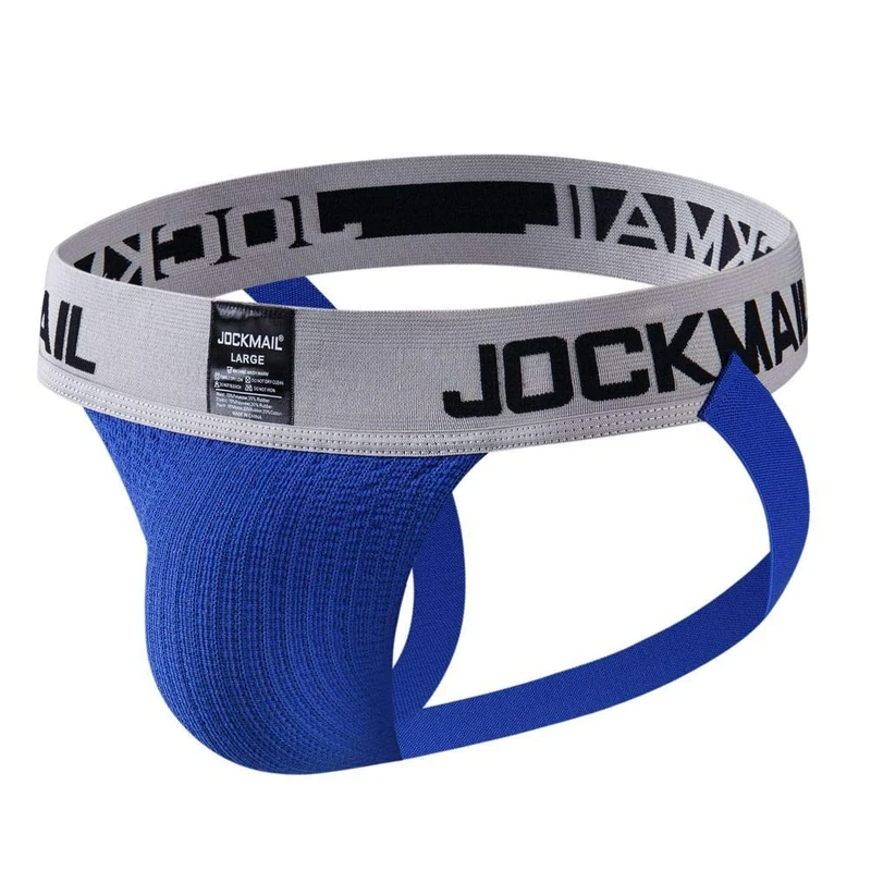 Mens Jockstrap Athletic Supporter Underwear Mens Sport Jock Strap Brief (M, Blue)