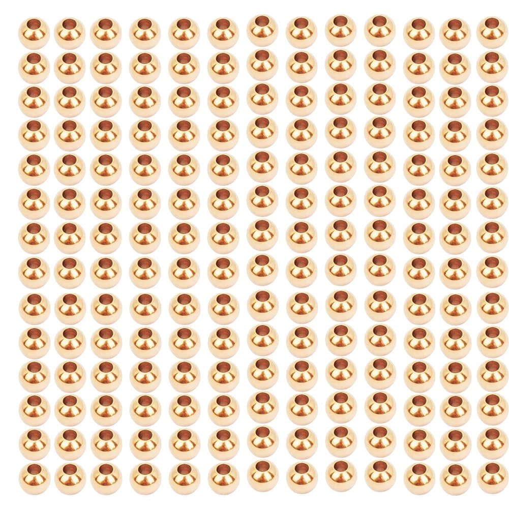 PH PandaHall 14K Gold Plated Beads Round Spacer Beads for Bracelet Making Small Craft Bead Gold Bead for Christmas Jewelry Making 300pcs 4mm