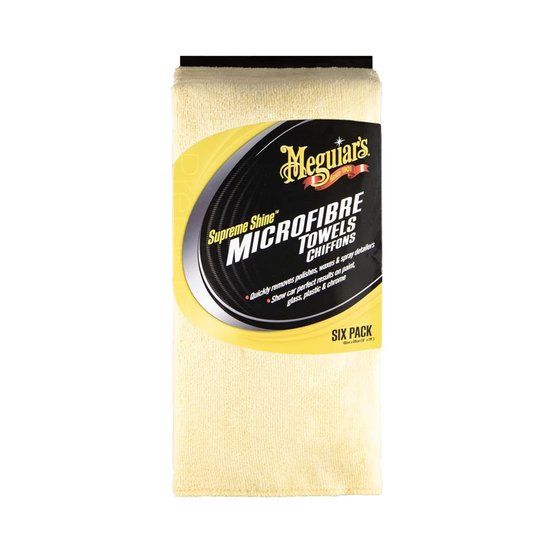 Meguiar's X2035EU Supreme Shine Microfibre Car Cleaning Towels (6 Pack), Yellow