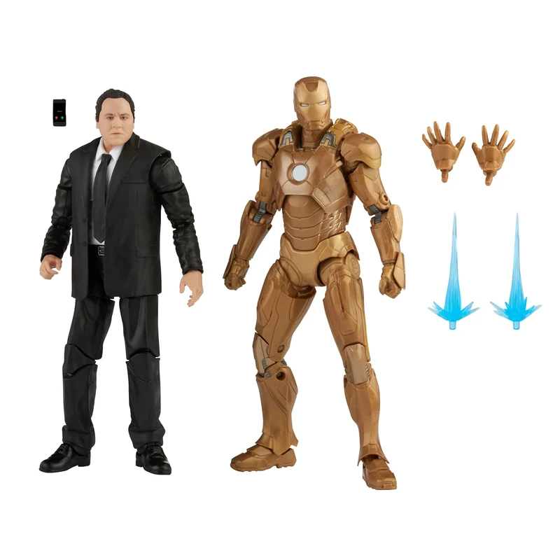 Universo Marvel Marvel Hasbro Legends Series, Action Figure Toy 2-Pack Happy Hogan and Iron Man Mark 21, Infinity Saga characters, Premium Design, 2 Figures and 5 Accessories, Multicoloured (F0191)