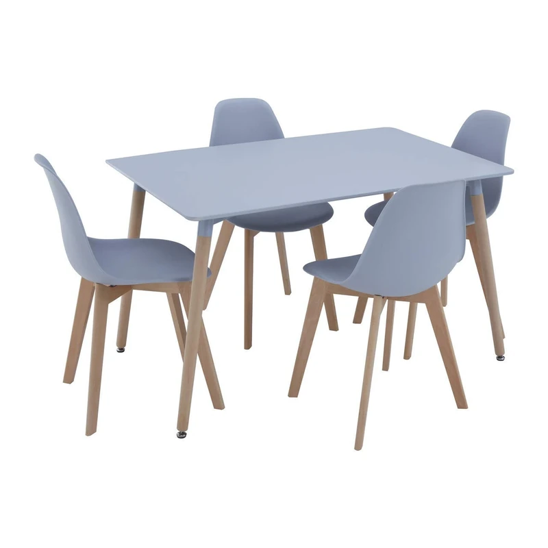 Premier Housewares Dining Table and Chairs Set of 4 for Kitchen & Dining Room, Beech wood, w120 x d80 x h75cm - Grey/Natural