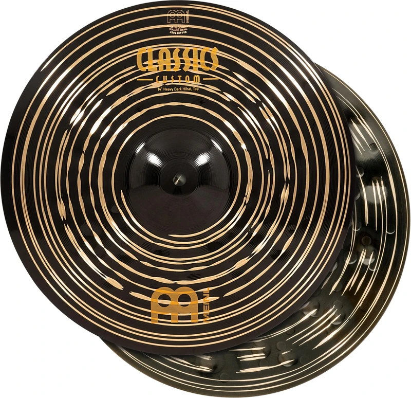 Meinl Cymbals Classics Custom Dark Hihat Heavy Cymbal 14 inch (Video) for Drum Set (35,56cm) – Pair – B12 Bronze, Dark Finish, Made in Germany (CC14HDAH)