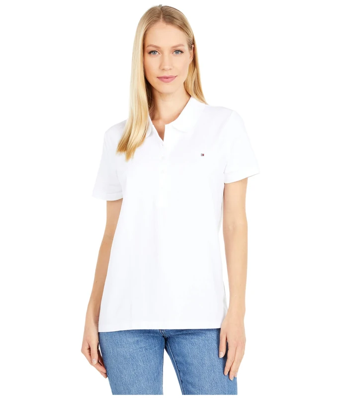 Tommy Hilfiger Women's Classic Polo (Standard and Plus Size), White, L - Image 1