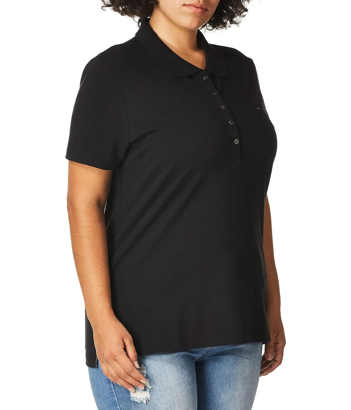Tommy Hilfiger Women's Classic Short Sleeve Polo (Standard and Plus Size), Black, X-Small - Image 1