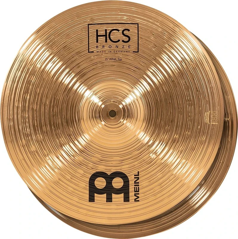Meinl Cymbals HCS Bronze Hihat Cymbal 15 inch (Video) for Drum Set (38,10cm) – Pair – B8 Bronze, Traditional Finish, Made in Germany (HCSB15H)