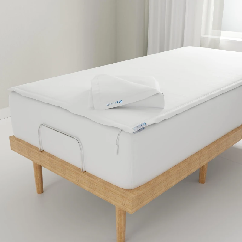 QuickZip Fitted Sheet - Includes 1 Fitted Sheet Base & 2 Zip-On Sheets - Easy to Change, Won’t Pop Off Twin Sheet - Soft Percale 400 TC Cotton Fitted Sheets – 15” Deep Pockets Twin Size – White