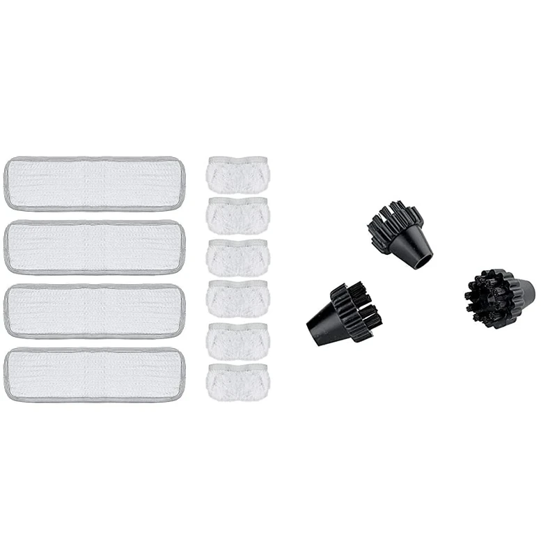 Polti PAEU0217 Original Vaporetto Smart AirPlus, Handy, Comfort Series Microfibre Kit (4 Cloths + 6 Sockettes), Cotton & Vaporetto Set of 3 Round Brushes, Black