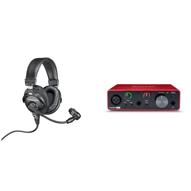 Audio-Technica BPHS1 Broadcast Series Broadcast Stereo Headset & Focusrite Scarlett Solo 3rd Gen USB Audio Interface, for the Guitarist, Vocalist, Podcaster or Producer, Studio Quality Sound