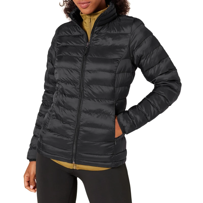Amazon Essentials Women's Lightweight long-sleeved, water-resistant, packable puffer jacket (available in plus size), Black, XL Plus