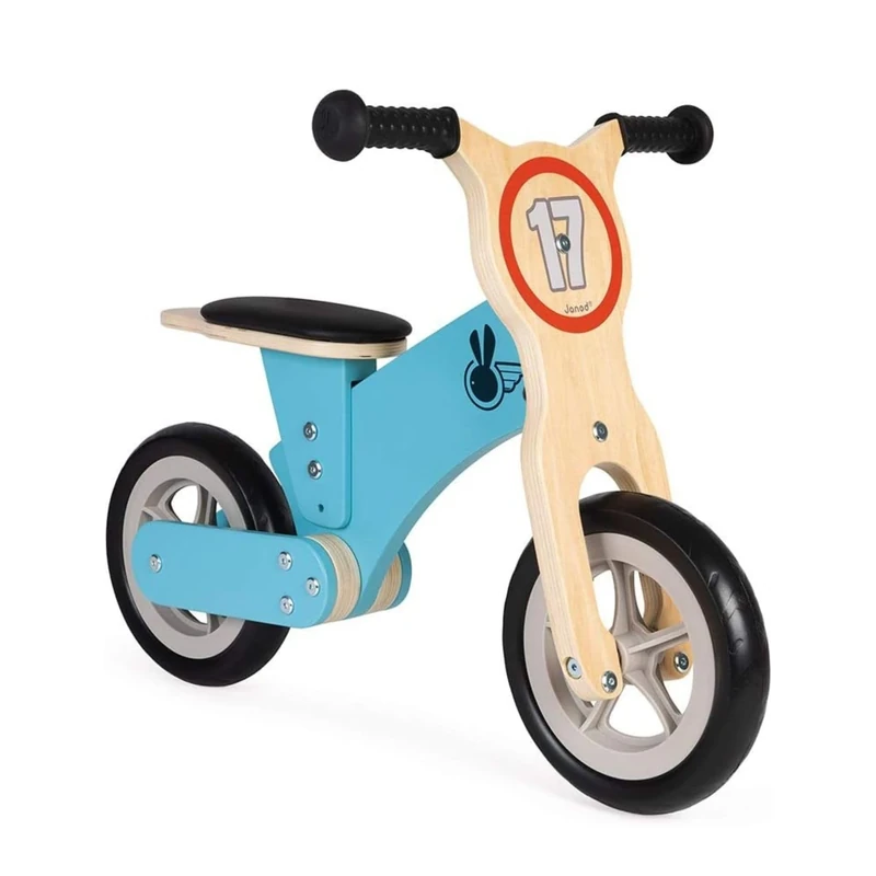 Janod - Bikloon Little Racer, Wooden Balance Bike - Develop Motor Skills and Sense Of Balance - Wooden Toy - - Fsc Certified - from 2 Years Old, J03285