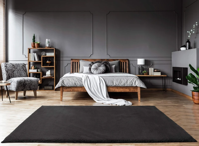 Mia's Teppiche "Bella Living Room Rug, High Pile 160x230 cm, Black