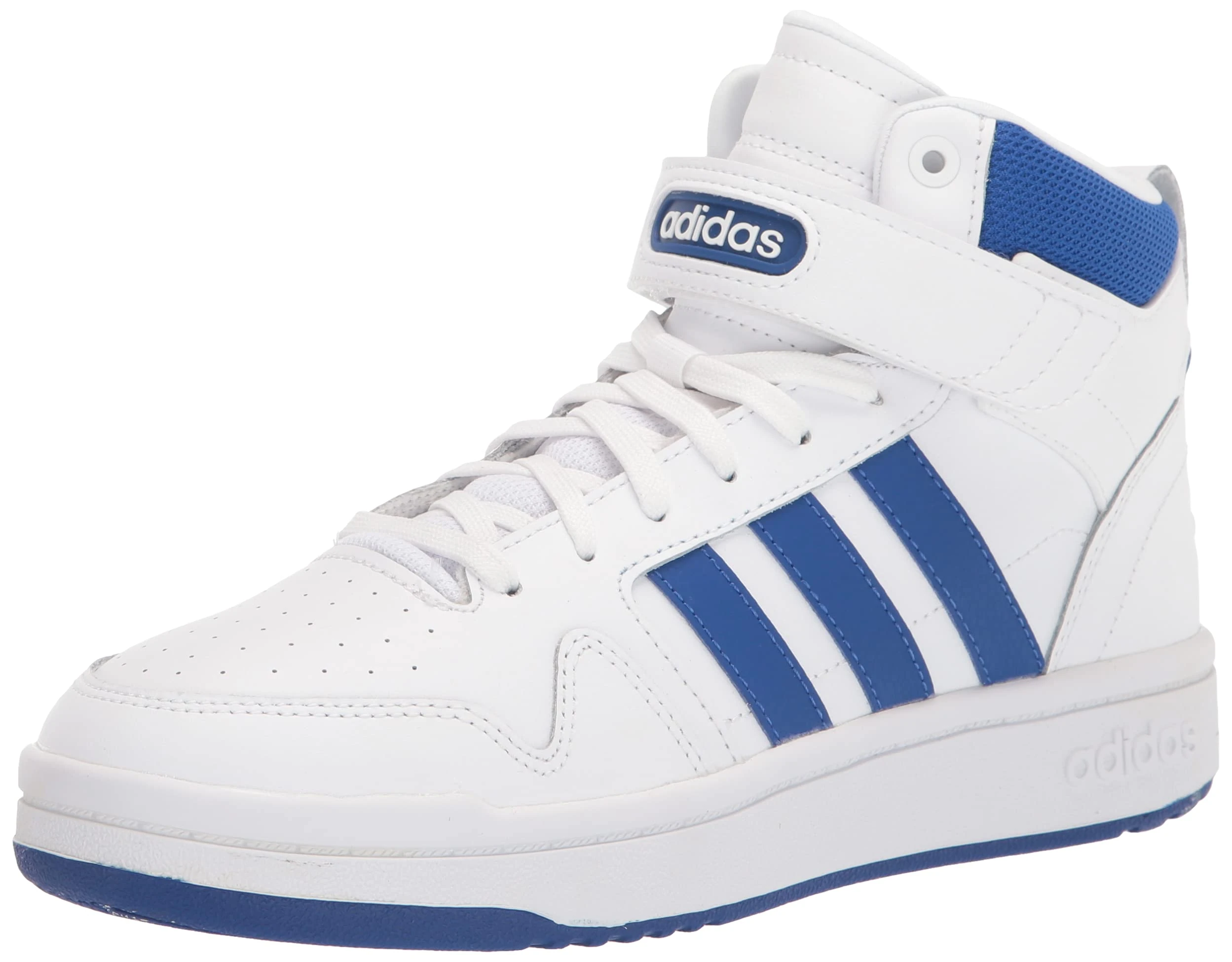 adidas Men's Postmove Mid Basketball Shoe, White/Team Royal Blue/Grey, 12