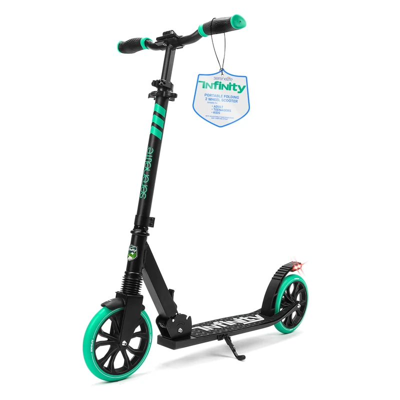SereneLife Folding Kick Scooter, Kick Scooter for Kids Ages 8–12, Boys, Girls, Teenagers 11–15, Stunt Folding Scooter, Adult Scooter with Big Wheels, Lightweight & Adjustable