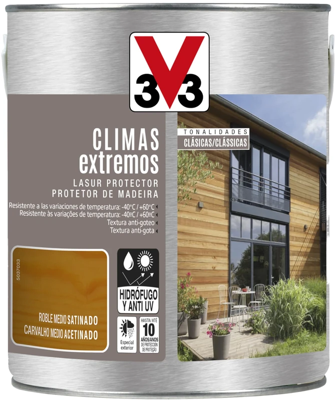 V33 Protector Deco De La Madera Clima Extreme Roble Media 2.5 L