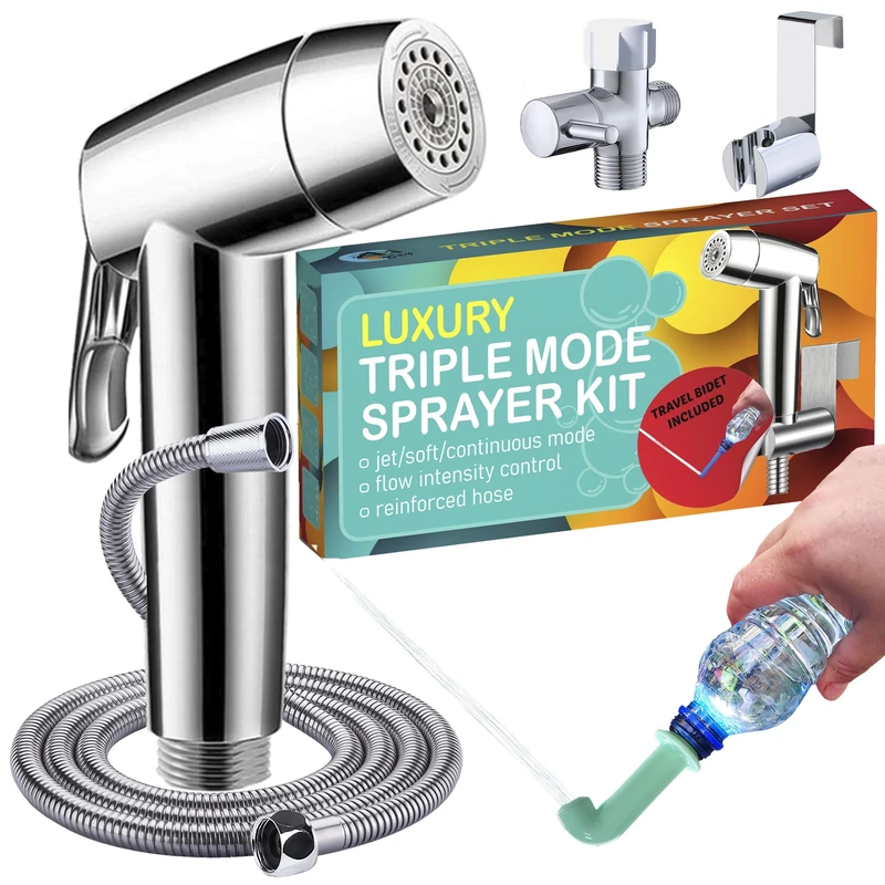 AVAbay Handheld Bidet Sprayer for Toilet - Triple Mode Cloth Diaper Spray - Hand Held Jet Spray - Premium Hose Sprayer Attachment - Adjustable Muslim Shower Shattaf