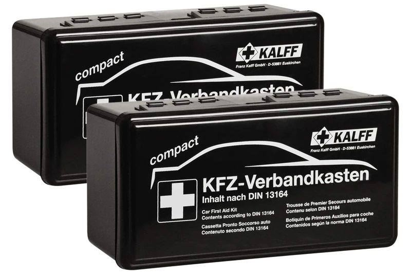 Kalff 41620304 First Aid Kit Auto Compact DIN 13164 Extra Small with First Aid Brochure Set of 2