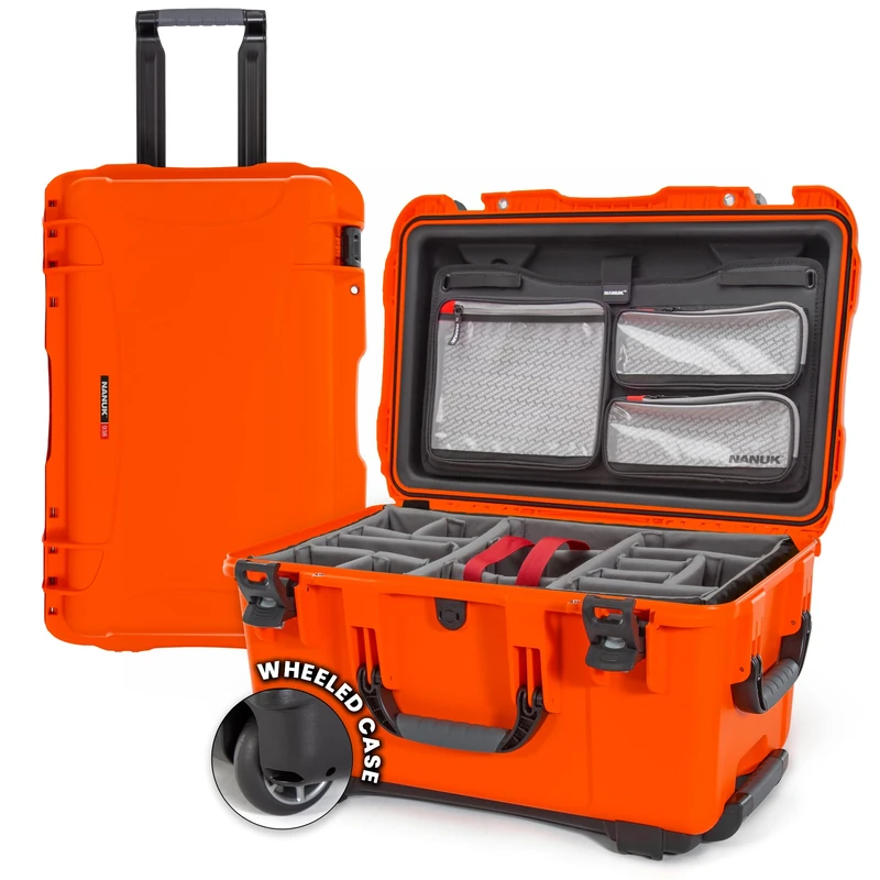 Nanuk 950 Waterproof Hard Case with Lid Organizer and Padded Divider - Orange, 950-6003