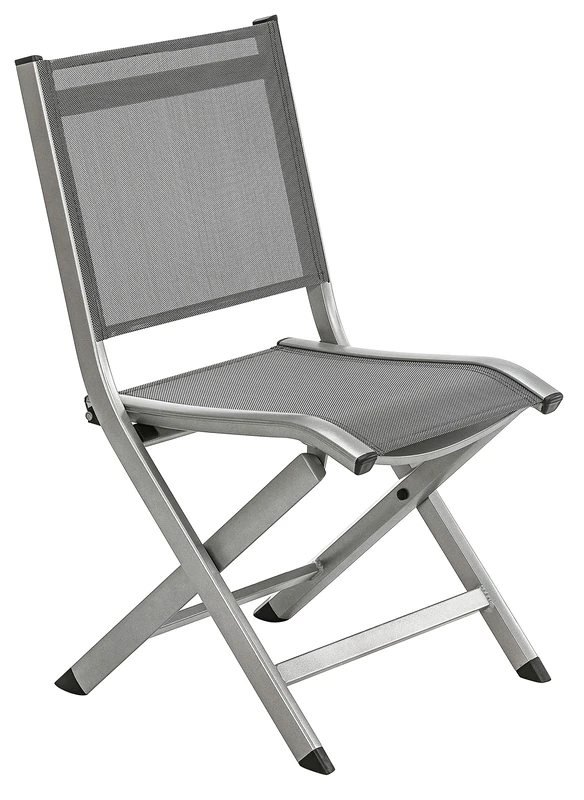 Dehner Chicago Folding Chair Approx. 88 x 57.5 x 48.5 cm Aluminium/Plastic Grey - Image 1