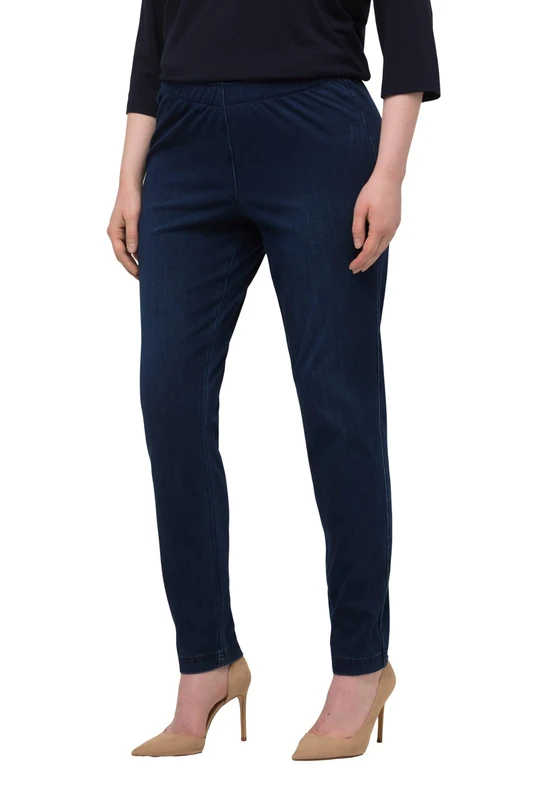 Ulla Popken Women's Jersey Jeans Trousers, darkblue, 61W / 32L