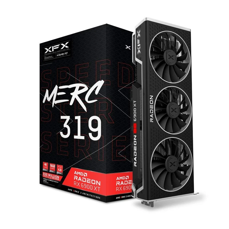 XFX Speedster MERC319 AMD Radeon RX 6900 XT Black Gaming Graphics Card with 16GB GDDR6, HDMI 2,1, 2xDP, USB-C, AMD RDNA 2 RX-69XTACBD9