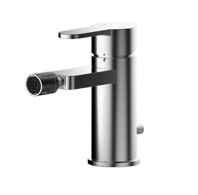Nuie ARV306 Arvan Modern Bathroom Round Mono Bidet Mixer Tap with Lever Handle and Pop-Up Waste, 150mm, Chrome