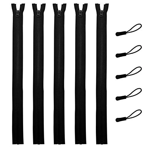 Zip, DOITEM Resin Zipper Plastic Zippers Zips Zip for Sewing and Crafts (Black, 40cm)