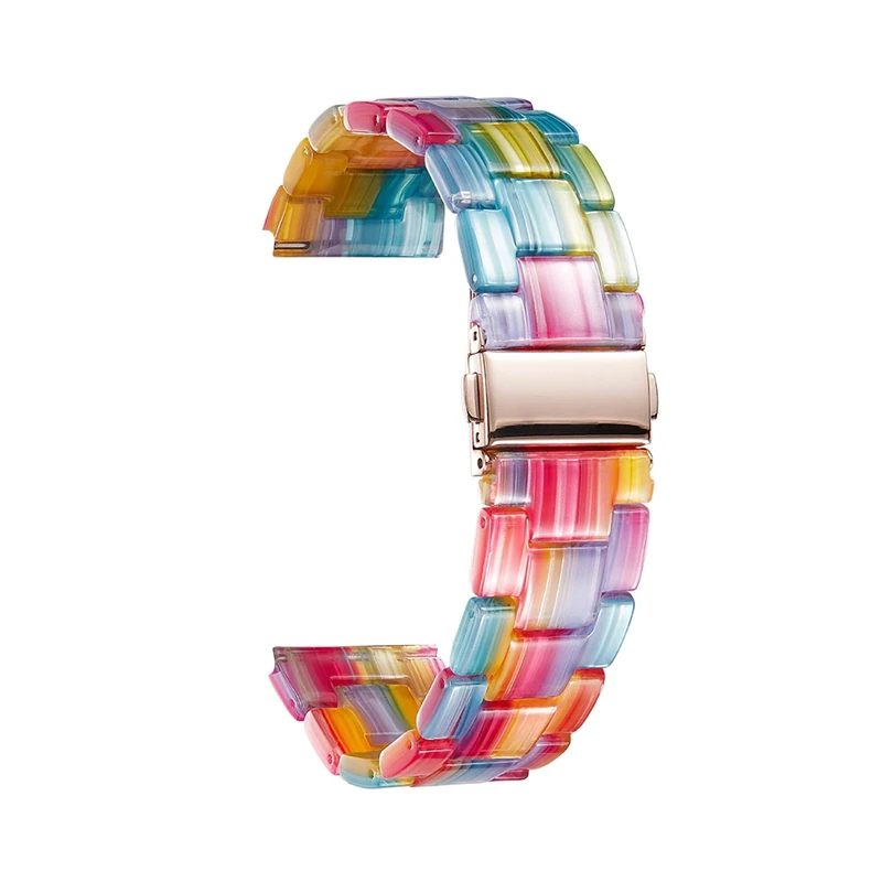 BINLUN Resin Watch Straps 12 14 16 18 20 22 mm for Women Replacement Watch Band 14 Colors Quick Release Wrist Strap Smart Watch Bracelets, Rainbow,20mm