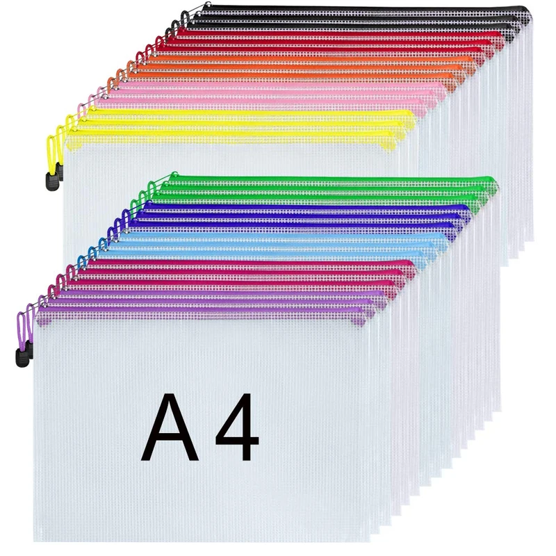 Plastic Wallets - 30PCS A4 Zip Folders Plastic Document Files Ziplock Bags Zipper Bag