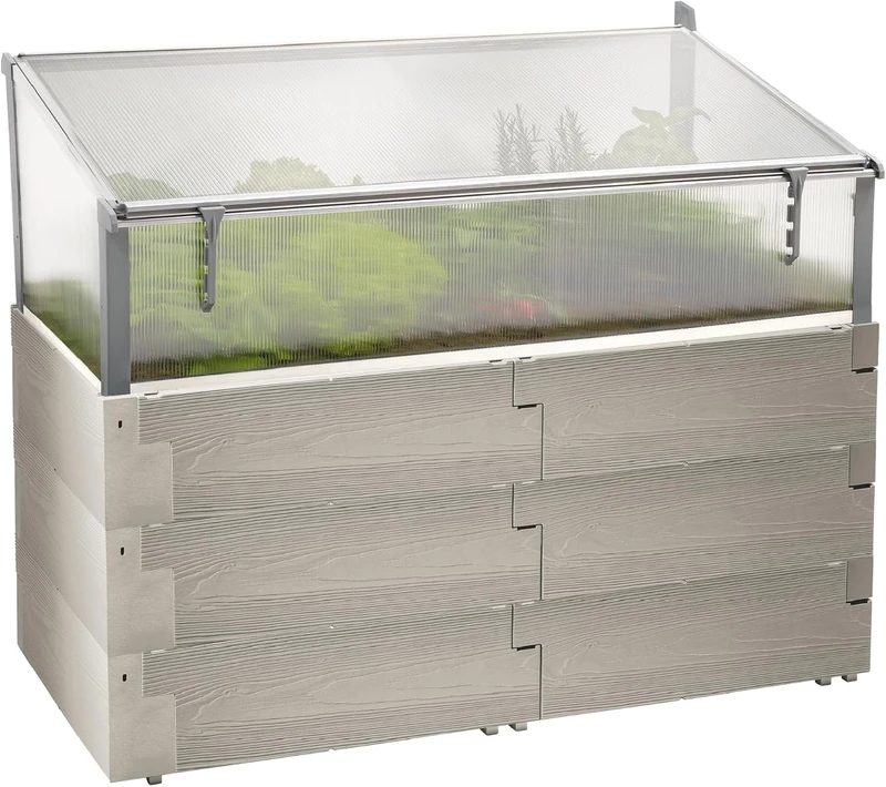 JUWEL Timber Combination (Raised Bed Including Cold Frame Attachment, 130 x 60 cm, Height 90/100 cm, Capacity Approx. 360 L, high Heat Insulation, Window Fan Windproof) 20478, Nordic Wood, Kombi-Set - Image 1