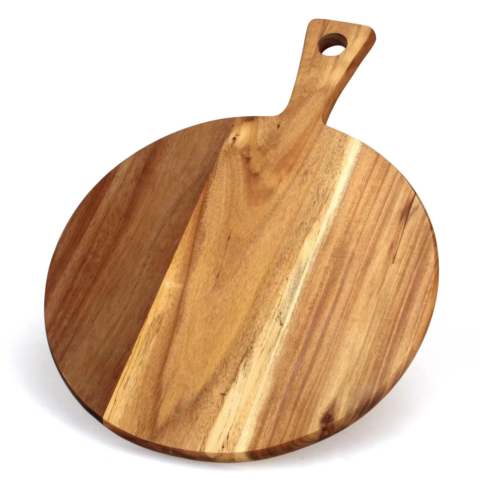 Acacia Wood Chopping Boards for Kitchen Wooden Cutting Board with Handle Round Charcuterie Cheese Boards Large Bamboo Chopping Board Pizza Meat Bread Serving Board Butcher Block Grazing Carving Board