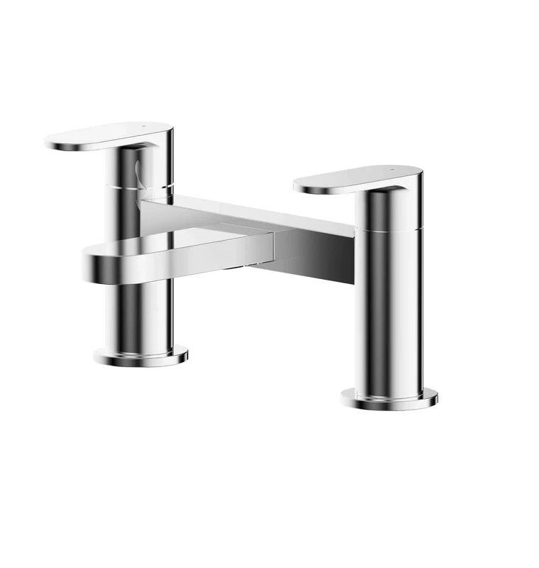 nuie BIN303 Binsey | Modern Bathroom Round Deck Mounted Bath Filler Tap with Lever Handles, 120mm, Chrome