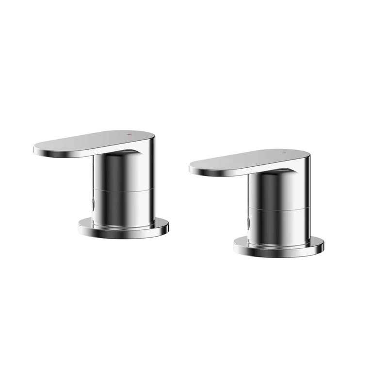 nuie BIN308 Binsey | Modern Bathroom Round Deck Mounted 3/4" Side Valves with Lever Handles, 54mm, Chrome