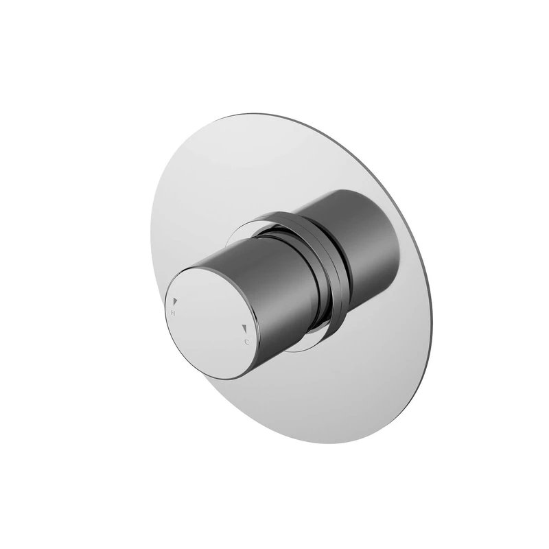 Nuie BINTC11 Binsey Modern Bathroom Round Concealed Thermostatic Temperature Control Valve, 125mm, Chrome