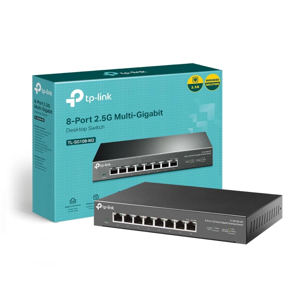 TP-Link TL-SG108-M2 8 Port Gigabit Network Switch, 8x 2.5G Ethernet Switch, Metal Case, Power Saving, Plug & Play, Ethernet Splitter, Silent Operation, Desktop or Wall Mount