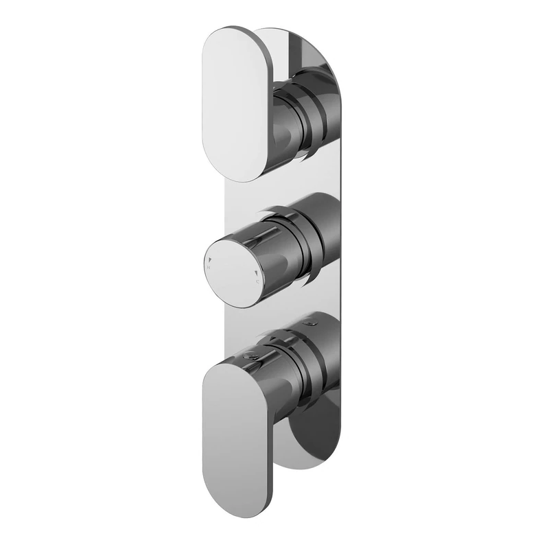 Nuie BINTR02 Binsey Modern Bathroom Round Triple Concealed Thermostatic Shower Valve with Lever Handles, 280mm, Chrome - Image 1