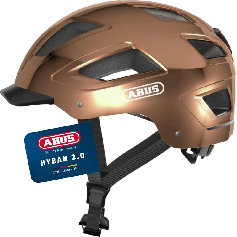 ABUS Hyban 2.0 city helmet - bike helmet with rear light, ABS hard shell, good fit - for men and women