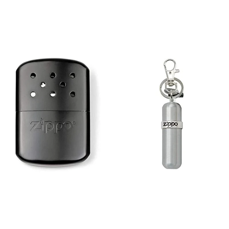Zippo Unisex's Hour Heat Easy Fill Re-Useable Hand Warmer, Matte Black 12 Hr & Fuel Canister Keychain | Refill Lighter Fluid | Refill Windproof Lighter Refillable Hand warmer - Image 1