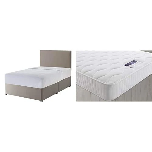 Silentnight Non Storage Divan | Slate Grey | Single with Pocket Essentials 1000 Pocket Sprung Mattress | Medium | Single