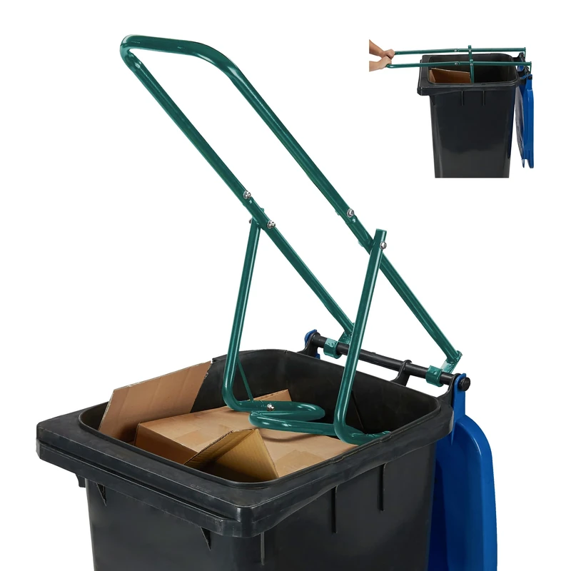 Relaxdays Rubbish Press For Wheelie Bins, Household Waste Compressor, Manual, Recycling Compactor, Steel, Green