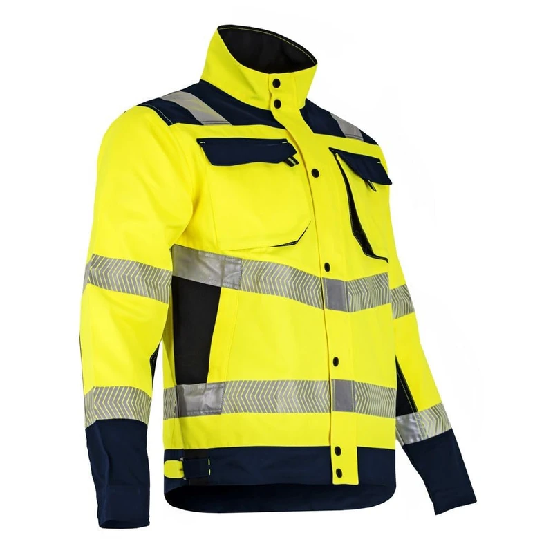 LMA Workwear 2219 REFLEXION High Visibility Jacket, Small, Fluorescent Yellow/Dark Blue