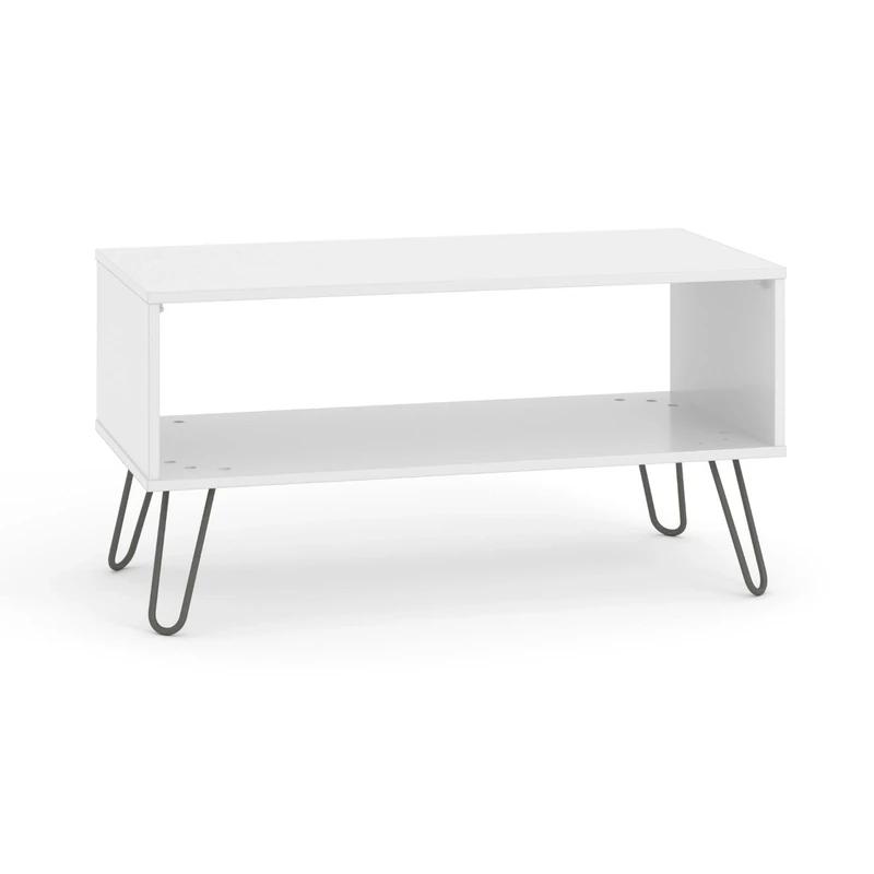 Home Source Coffee Occasional Table, Living Room Table with Storage, Open Shelf, White