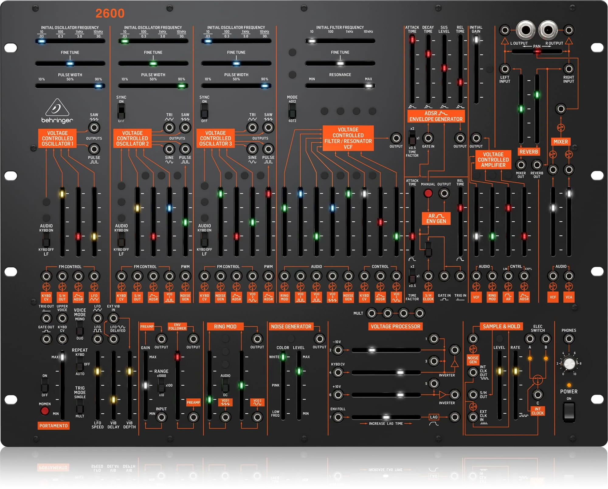 Behringer 2600 Semi-Modular Analog Synthesizer with 3 VCOs and Multi-Mode VCF in 8U Rack-Mount Format