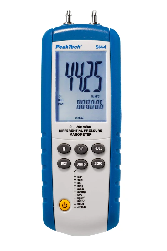 PeakTech 5144 Differential Pressure Meter - 0-200 mBar with USB - Image 1