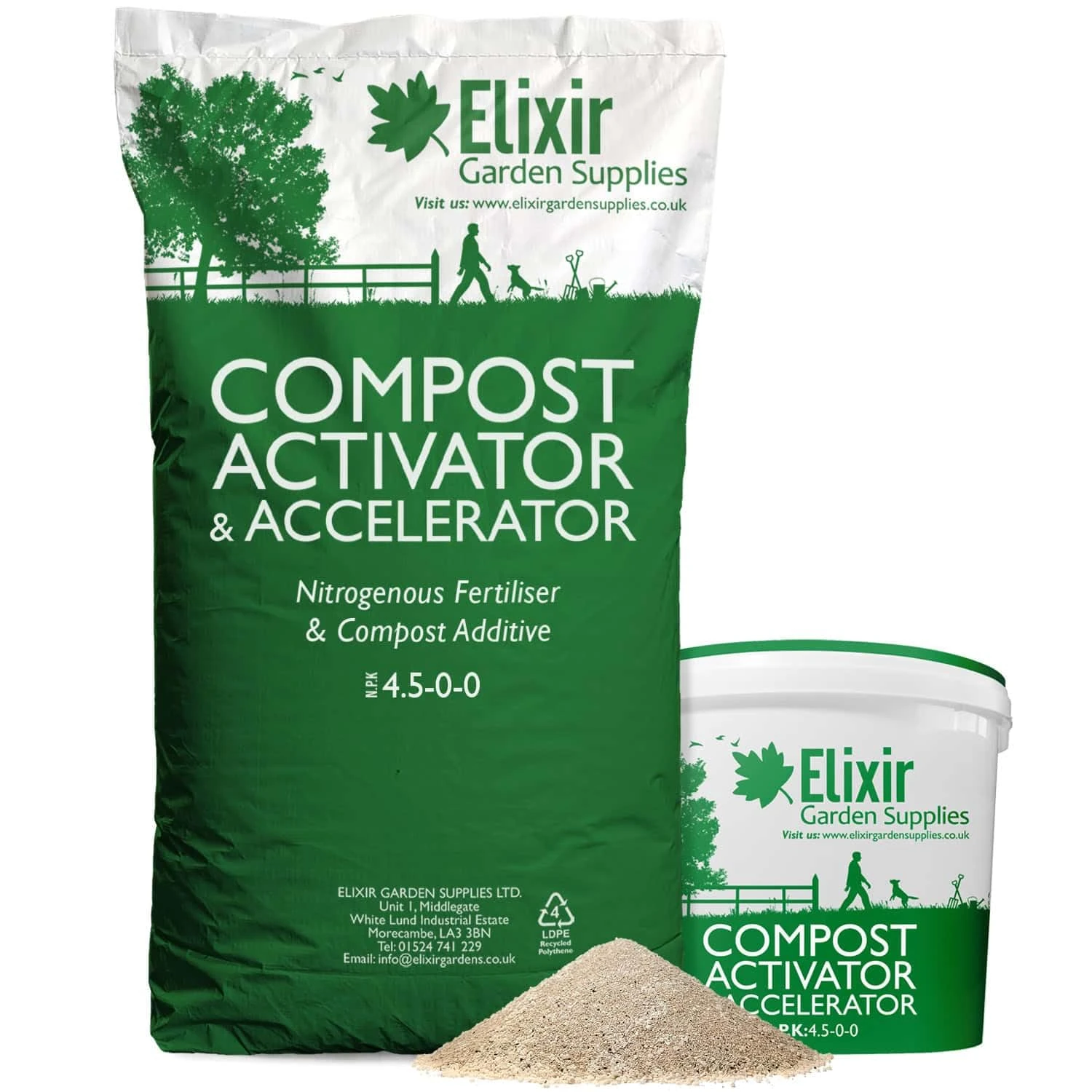 Elixir Gardens Compost Activator & Accelerator/Compost Maker 4.5-0-0 Various Sizes 250g-25kg | 3kg Tub | Treats 22sqm