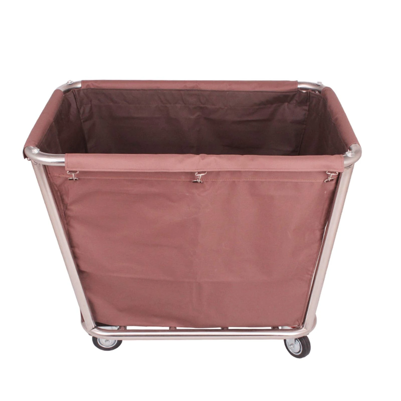 BKWJ 4 Wheel Cart, Hotel Stainless Steel Recycling Truck, Laundry Collection Truck, Room Service, Portable Grocery Cart, Cone Trolley Cart (Color : Brown)