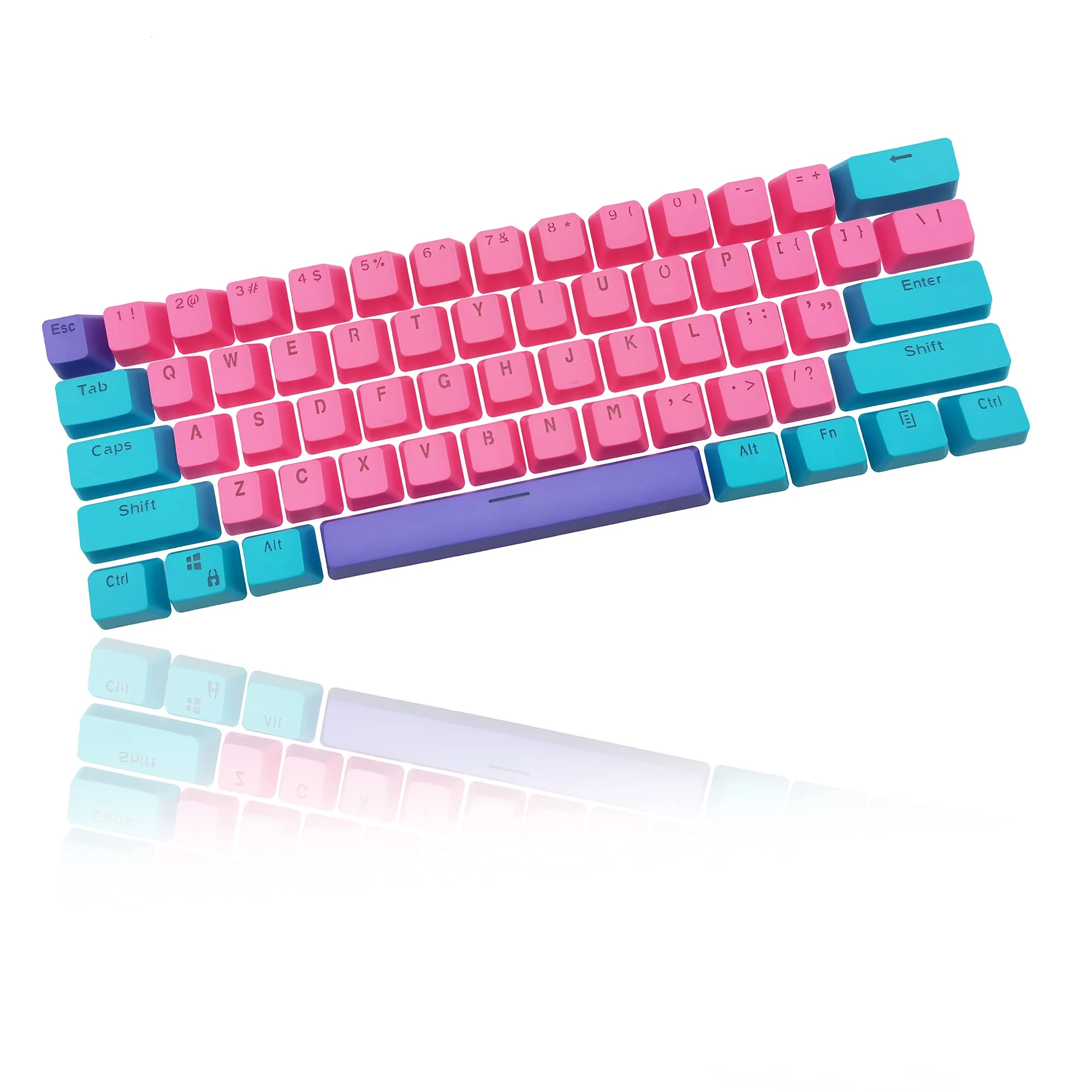 WHYSP 61 PBT Purple Keycaps for 60 Percent Keyboard, Ducky One 2 Mini Keycaps Set Backlit for Cherry MX and Gateron Switches 60% Mechanical Keyboard RK61/Apex pro 2/Anime/Joker（Rose）