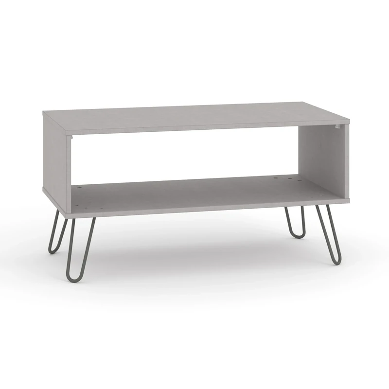 Home Source Coffee Occasional Table, Living Room Table with Storage, Open Shelf, Grey