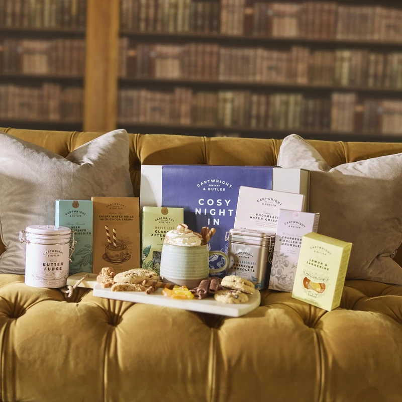 Cartwright & Butler | The Cosy Night In Treat Box | Food Hamper | Mother's Day | Luxury Confectionery | Gift Baskets | Happy Birthday | Anniversary | Thank You | Congratulations