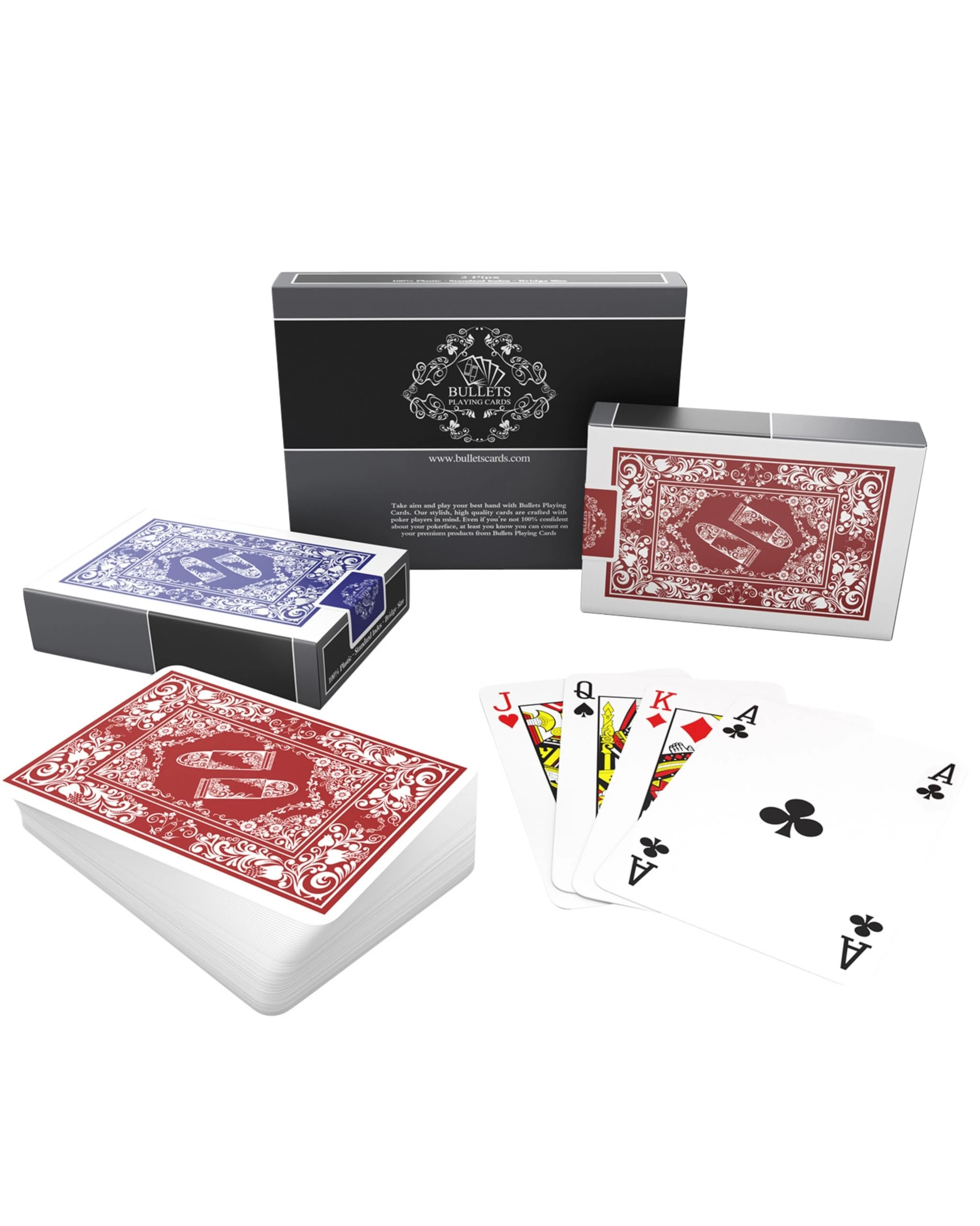 Bullets Playing Cards, Plastic Playing Cards, Bridge Size, Four Corner Index, Standard Index, Including Cut-Card, Card Deck Skat Cards Rummy Cards