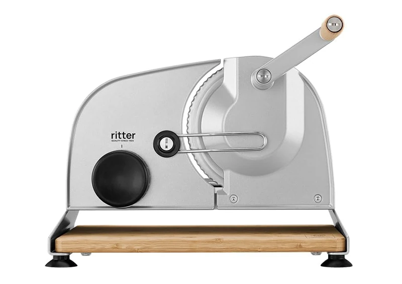 Ritter Amano 5 All-Purpose Slicer with Smooth-Smooth Hand Crank, Made in Germany, Metallic Silver